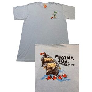Pirana Joe Men's Short Sleeve T-Shirt Pirate Paradise Island Bahamas Blue XL